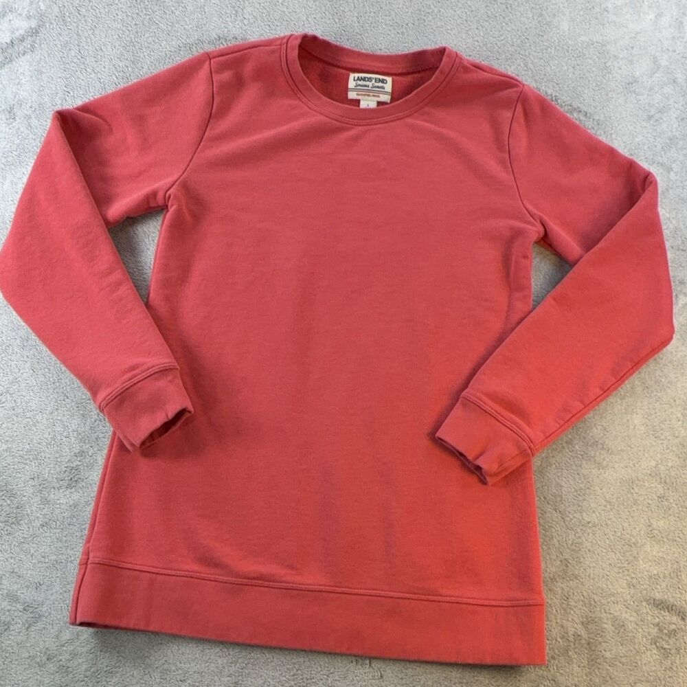 Lands' End Serious Sweats Womens Coral Pullover Sweatshirt Size S 100% Cotton